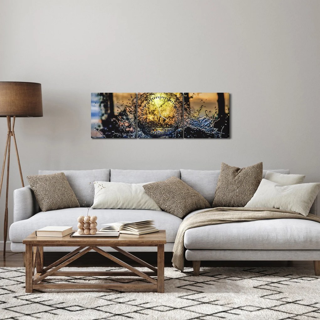 Obraz wody (z zegarem) (90x30 cm)