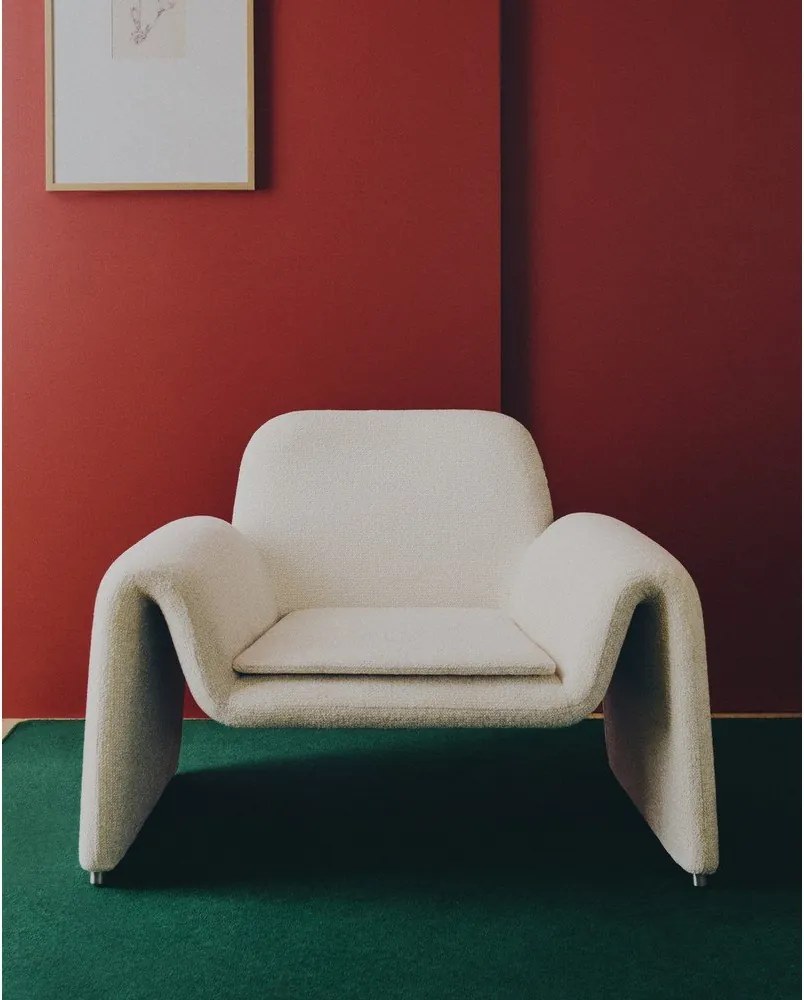 Beżowy fotel z tkaniny szenilowej Melvia – Kave Home