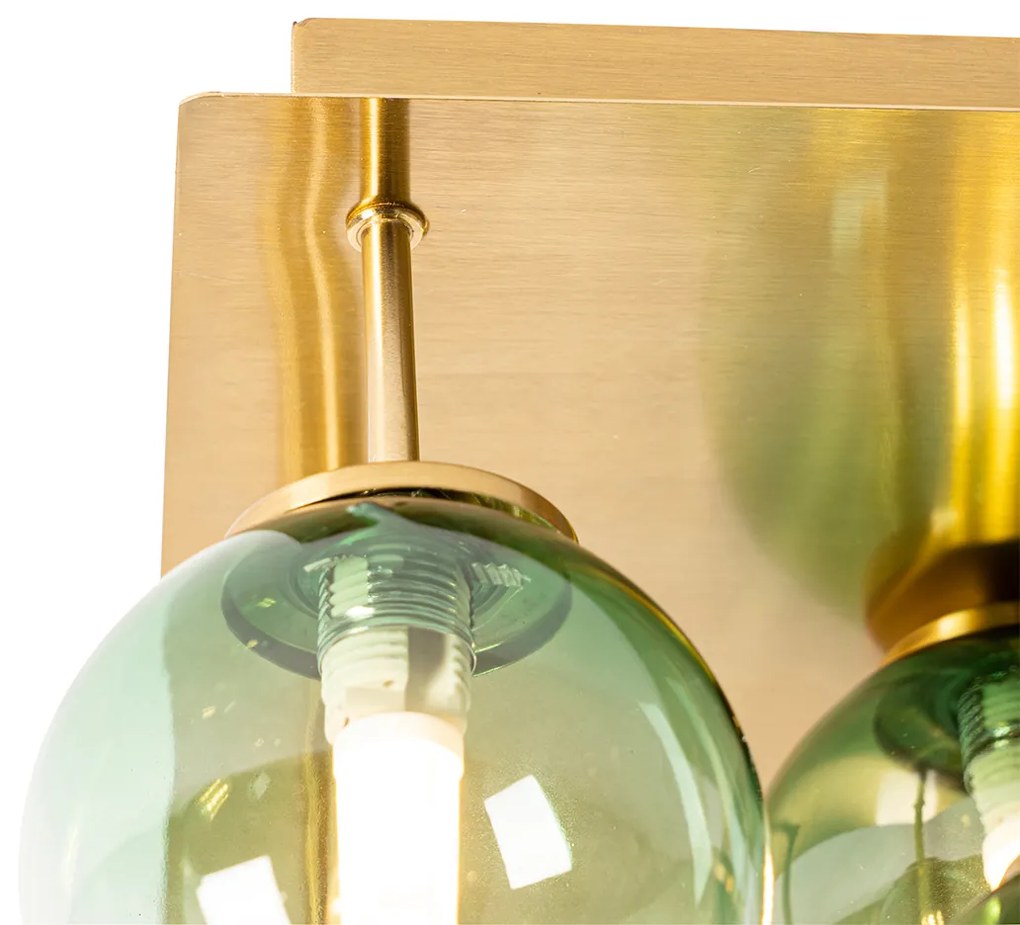 Lampa sufitowa w stylu art deco złota ze szklanymi kloszami w kolorze zielonym 9-świateł - Athens ArtDeco Oswietlenie wewnetrzne