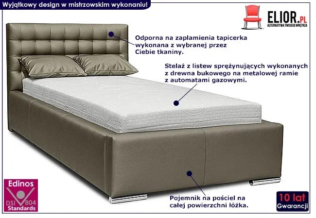 Pojedyncze pikowane łóżko z pojemnikiem na pościel - Beti 90x200 44 kolory
