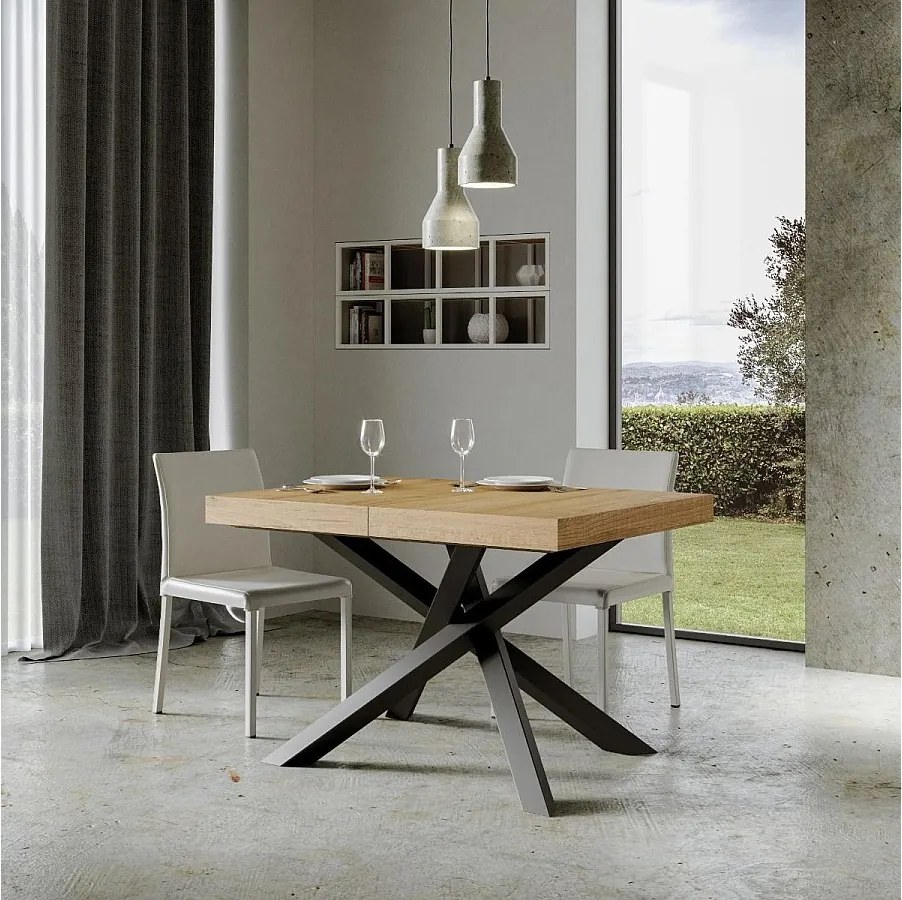 Stół rozkładany 140/244x90 cm Volantis dąb naturalny nogi antracytowe