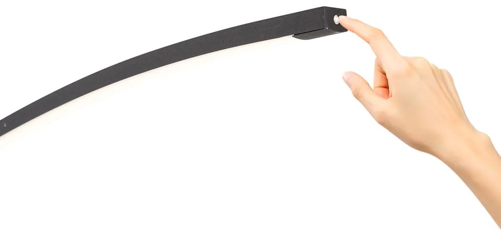 Luk Nowoczesna lampa łukowa czarna z diodą LED i ściemniaczem dotykowym - Arlow Nowoczesny Oswietlenie wewnetrzne