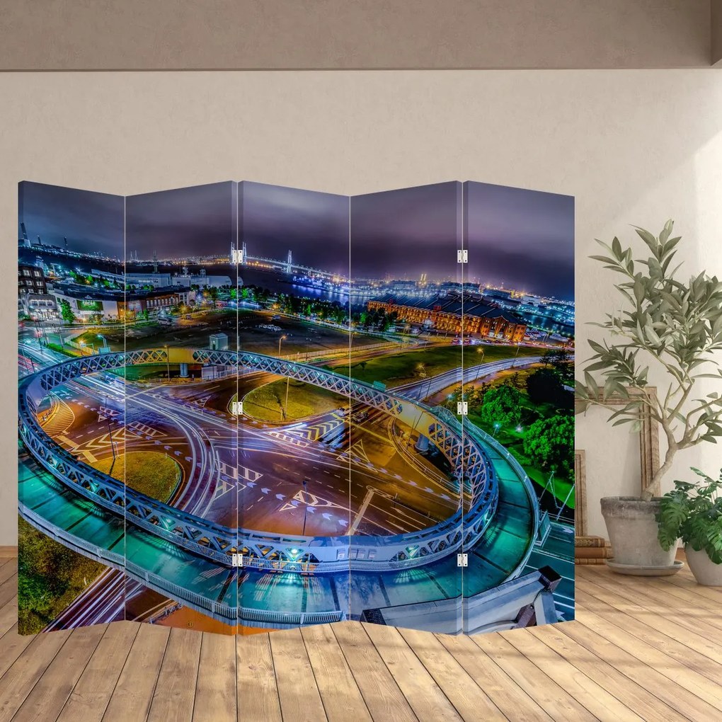Parawan - Panorama miasta nocą (210x170 cm)