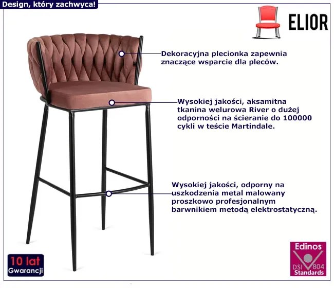 Różowy welurowy hoker do wyspy XL M3-G87