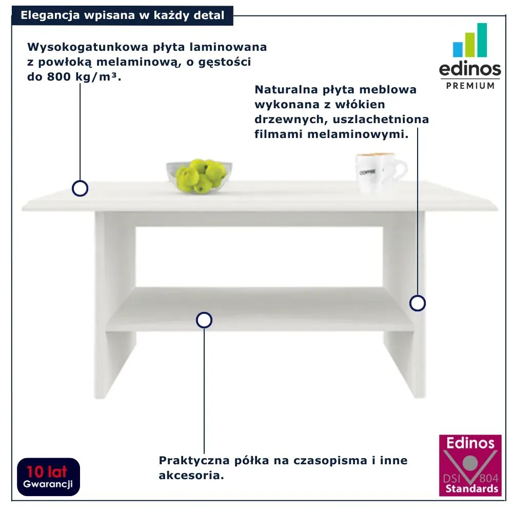 Klasyczna ława kawowa z półką fineline crema H9-H14