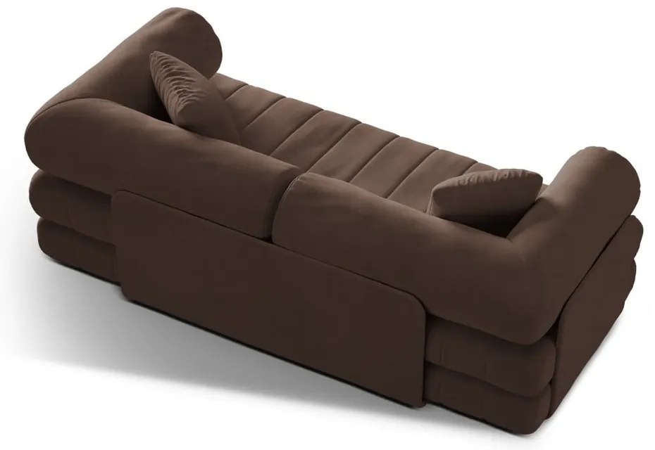 Brązowa aksamitna rozkładana sofa 206 cm Kemi – Cosmopolitan Design