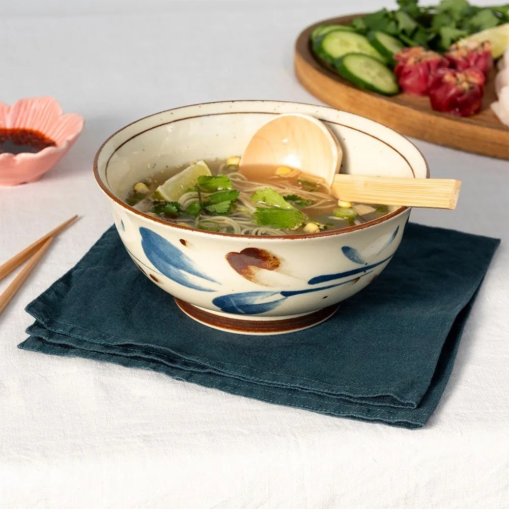 Niebiesko-beżowa porcelanowa miska na ramen 1 l Breeze – Rex London