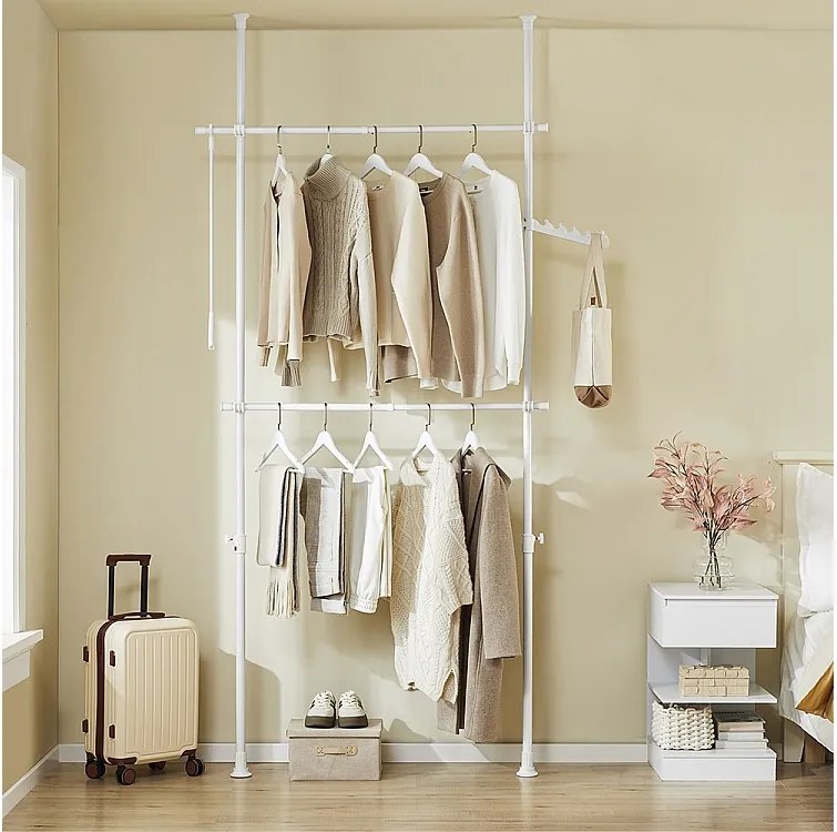 SoBuy Regulowany Wieszak Stojący Biały 27x76.99x103cm Funkcjonalny FRG109-II-W