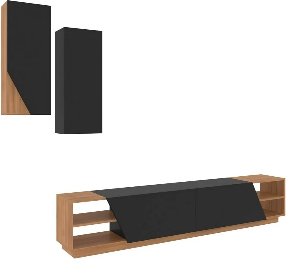 Stolik pod telewizor z szafką Zebra Black and Teak