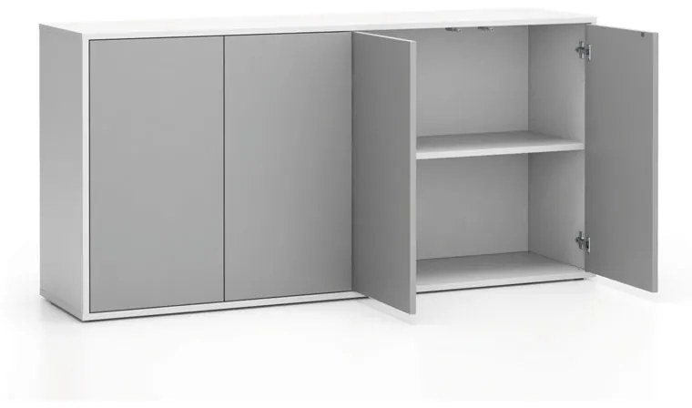 Szafka biurowa z drzwiami LAYERS, długa, 1582 x 400 x 777, biała/szara