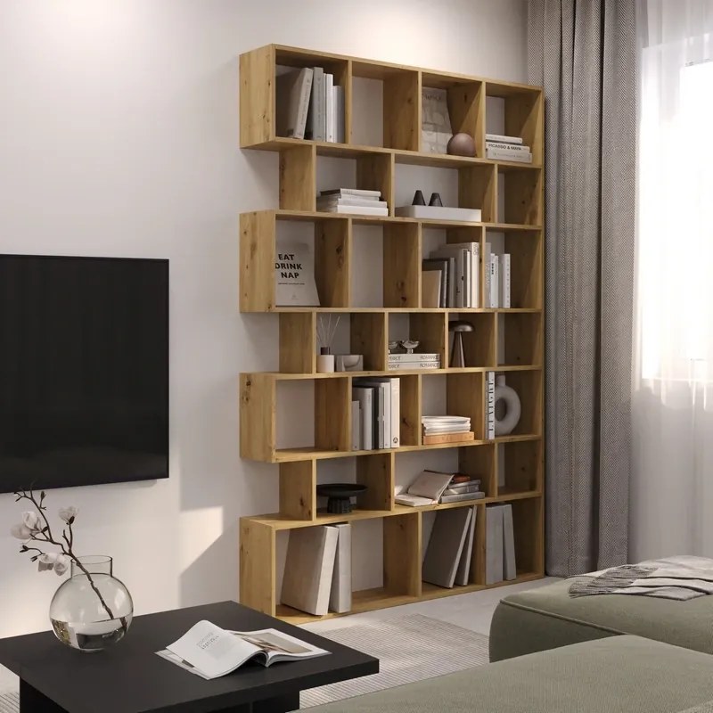 Duży ażurowy regał na książki dąb artisan S2-H38