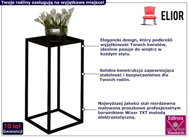 Czarny stojak na kwiaty w stylu industrialnym S4-T80