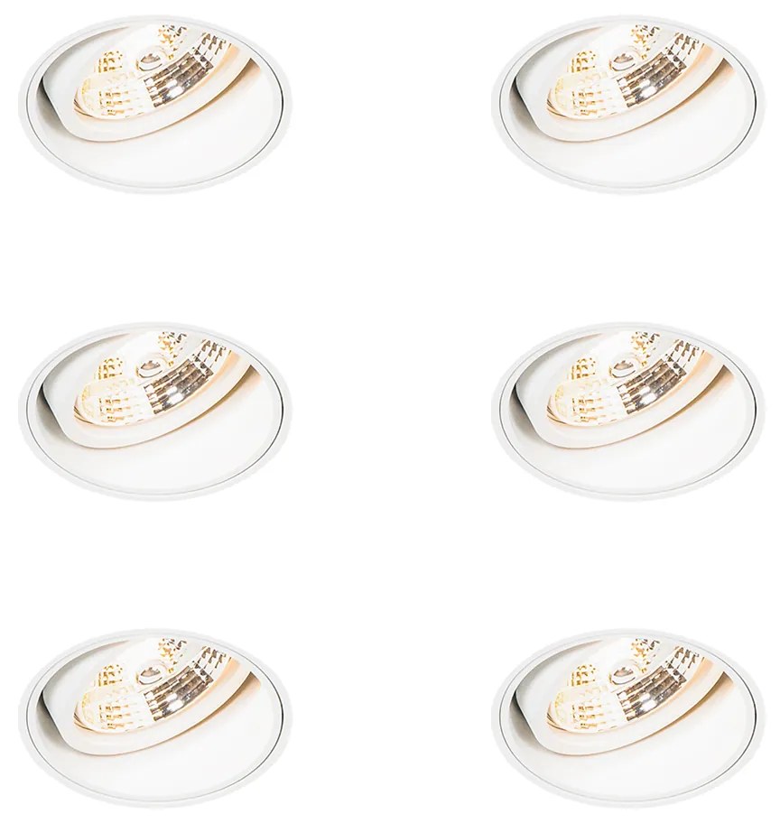 Zestaw 6 nowoczesnych reflektorów wpuszczanych, białe, bezramkowe - Impact 70