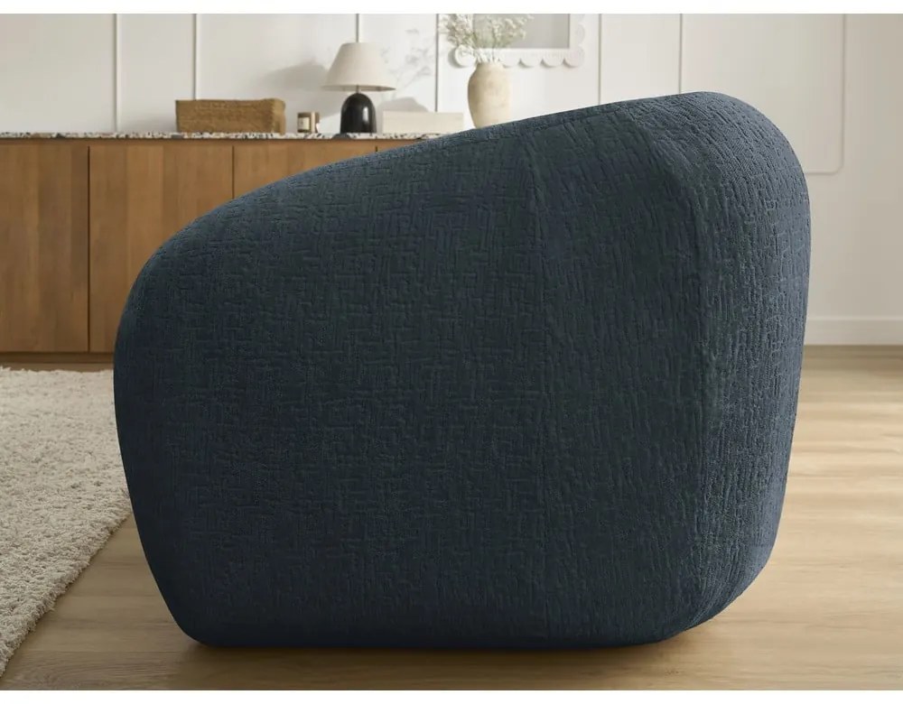 Ciemnoniebieska rozkładana sofa z tkaniny szenilowej 228 cm Neyo – Bobochic Paris