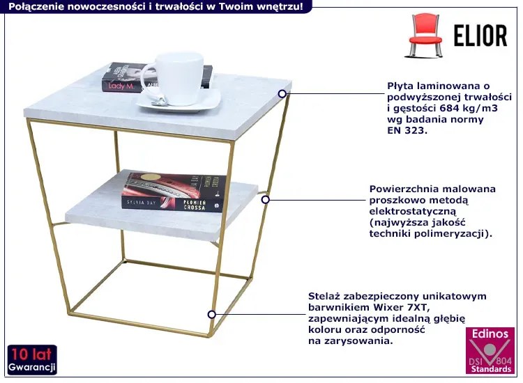 Kwadratowy stolik kawowy beton czarny