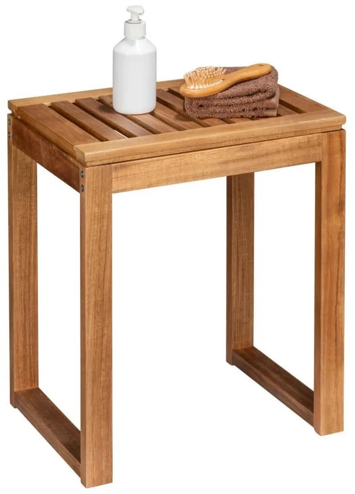 Stołek łazienkowy z drewna akacji FONDI, wys. 46 cm