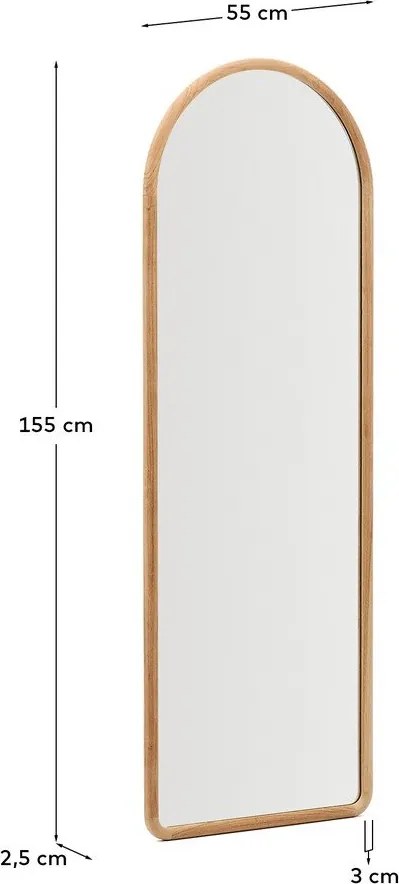 Lustro z drewnianą ramą ścienne 55x155 cm Milsa – Kave Home
