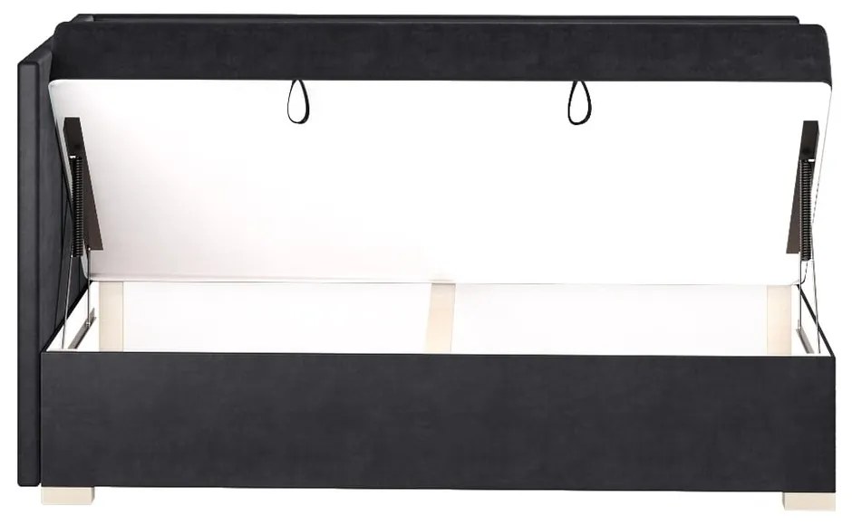 Ciemnoniebieskie narożne łóżko dziecięce ze schowkiem i materacem 90x200 cm Flexi – Ghado