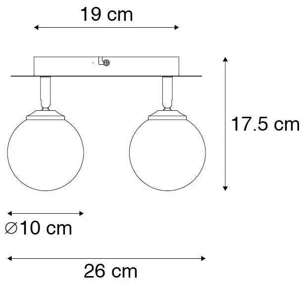 Nowoczesny reflektor czarny z przydymionym szkłem 2-światła - Athens