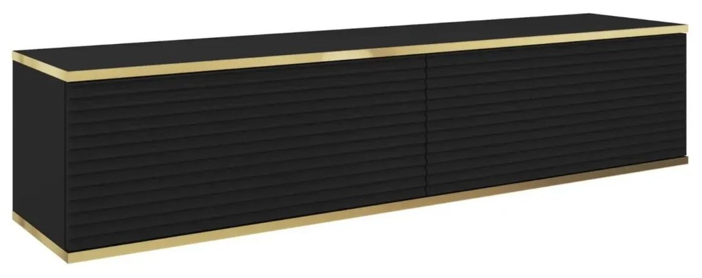 Szafka RTV KARL 3D 135cm wisząca/stojąca czarny mat PIASKI Meble