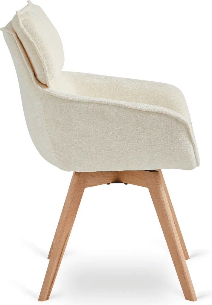 Krzesło Tapicerowane Obrotowe DIAS Kremowe Nowoczesne Boucle