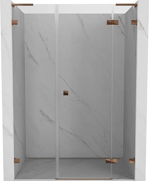 Mexen Lunar L drzwi prysznicowe uchylne prawe 145 cm, transparent, różowe złoto - 834SL-145-050-60-00-P
