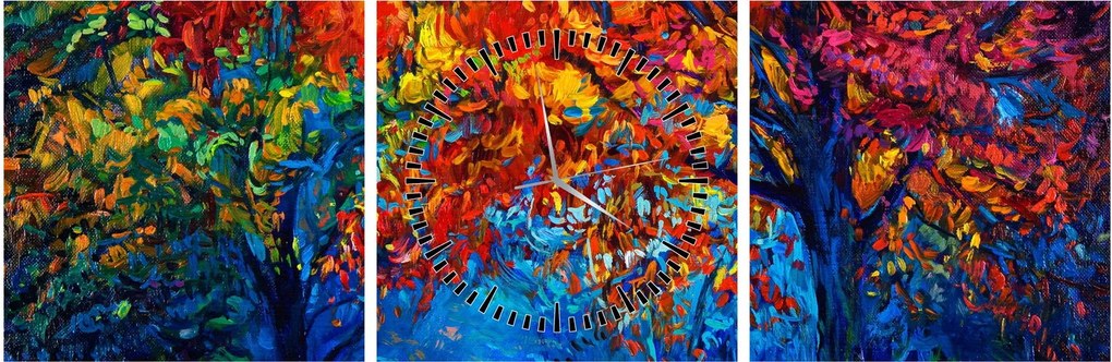 Obraz malowania natury (z zegarem) (90x30 cm)