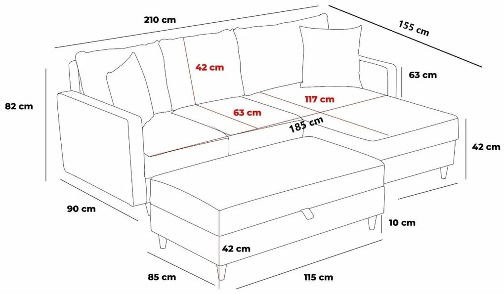 Sofa narożna Eva Right Anthracite