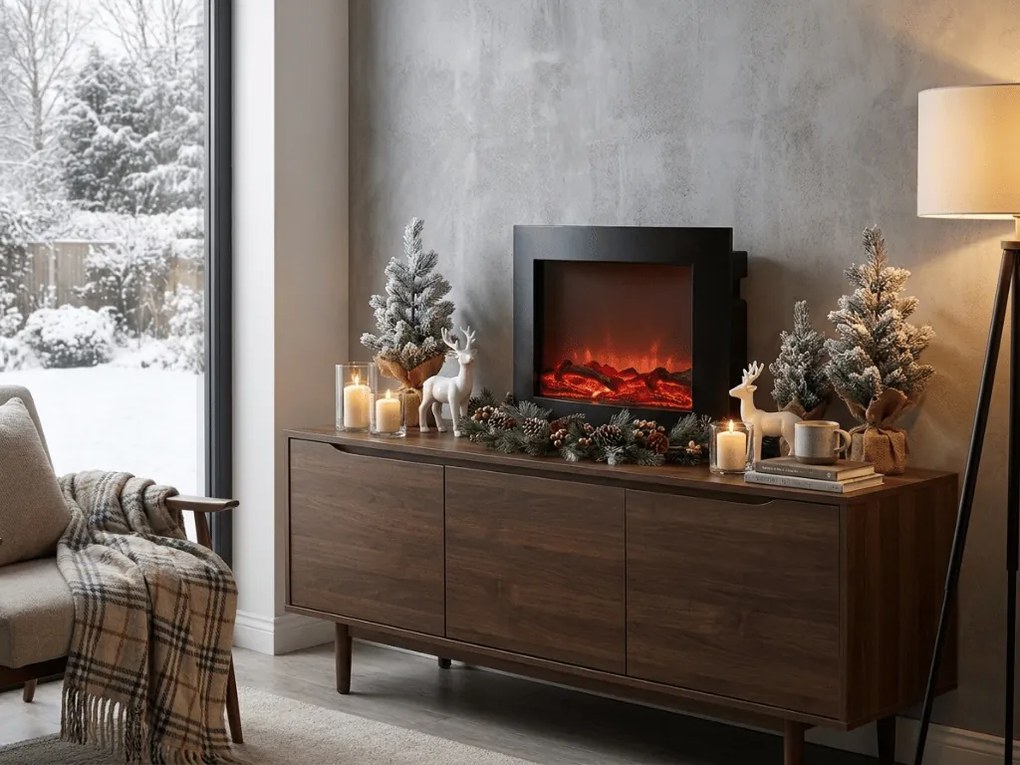 LED dekoracja nowoczesny kominek COZY WARM 40x50 cm, czarny