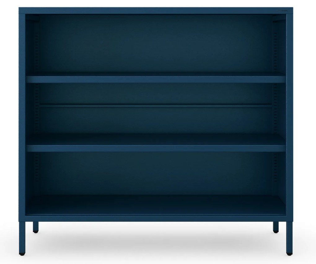 Regał niski metalowy otwarty na nóżkach granatowy, 1000x900x350 mm: LUCA Modern