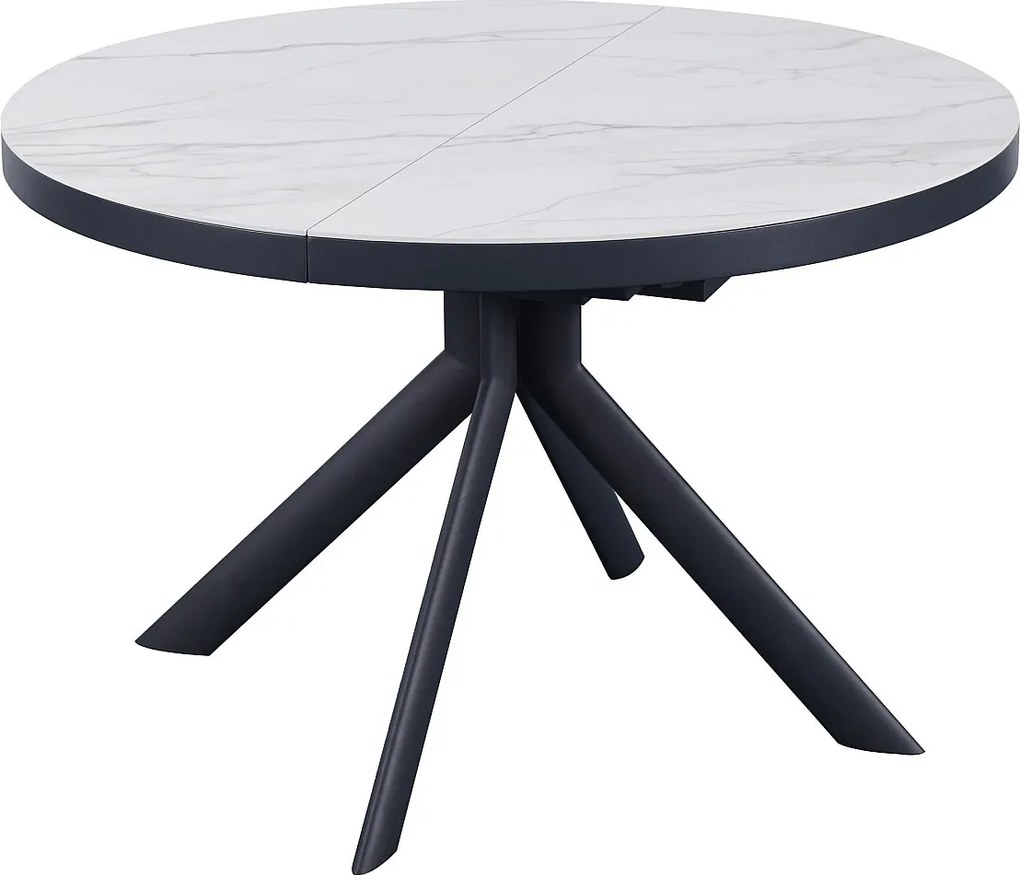 Rozkładany stół jadalniany dla 4-6 osób z ceramiki, MDF i metalu - Efekt białego marmuru i antracytu - ZALYRA