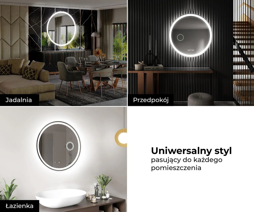 Okrągłe Lustro Ścienne LED na Poddasze L76