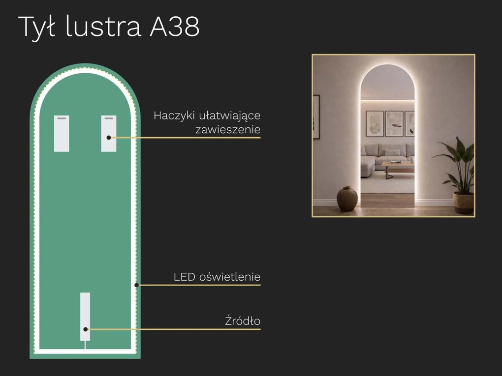 Nietypowe LED lustro do łazienki z oświetleniem A38