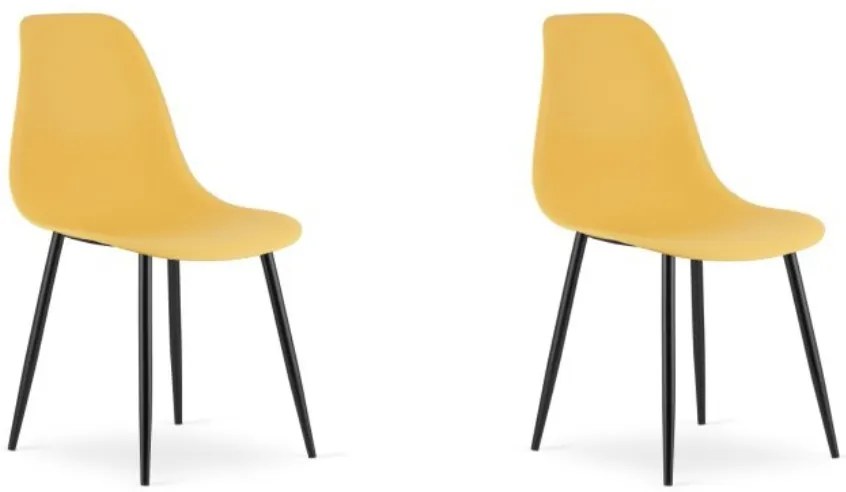 Zestaw 2 musztardowych krzeseł OSAKA z czarnymi nogami