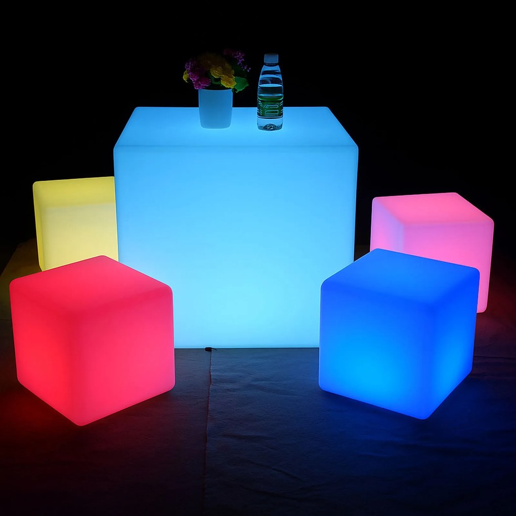 Podświetlany stołek/taboret LED, 60x60x60 cm