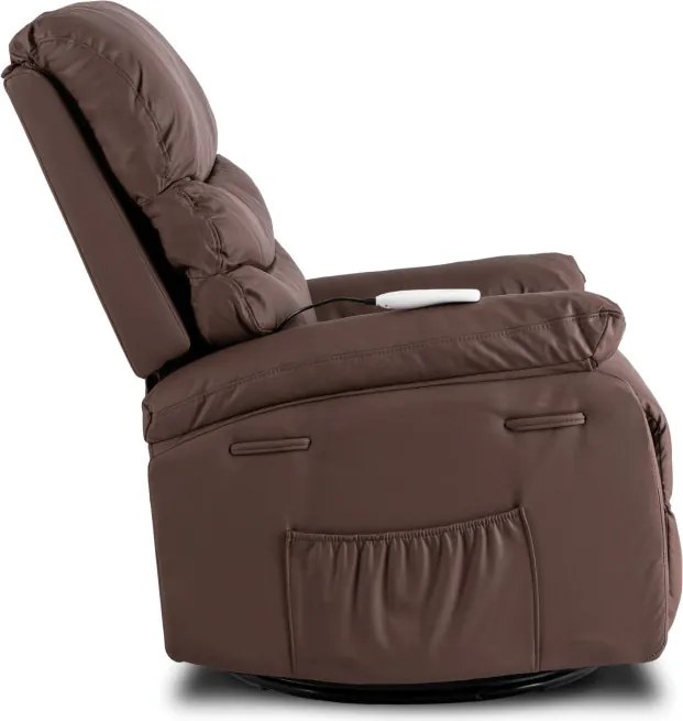 Fotel Masujący BRUCE Rozkładany Brązowy Ekoskóra Nowoczesny