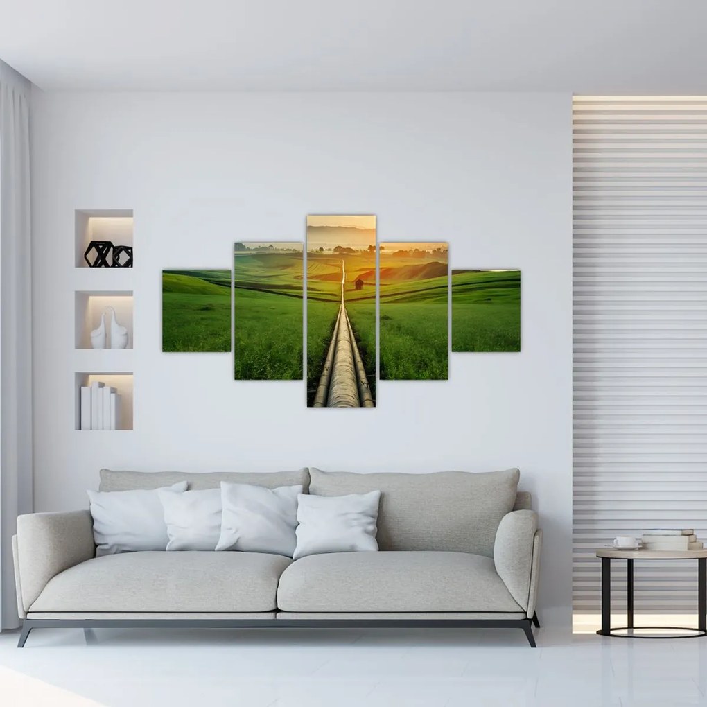 Obraz - Wschód słońca nad doliną (125x70 cm)