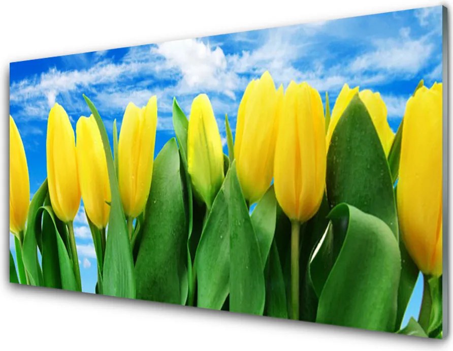 Szkło Ozdobne do Kuchni Barwna Kompozycja Tulipanów