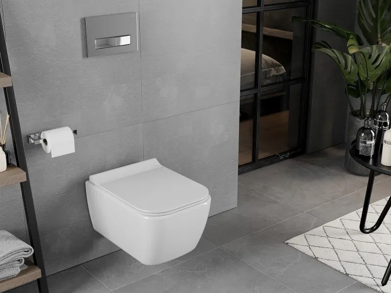 Mexen Elis miska wc Rimless z deską wolnoopadającą slim, duroplast, biała połysk - 30910700