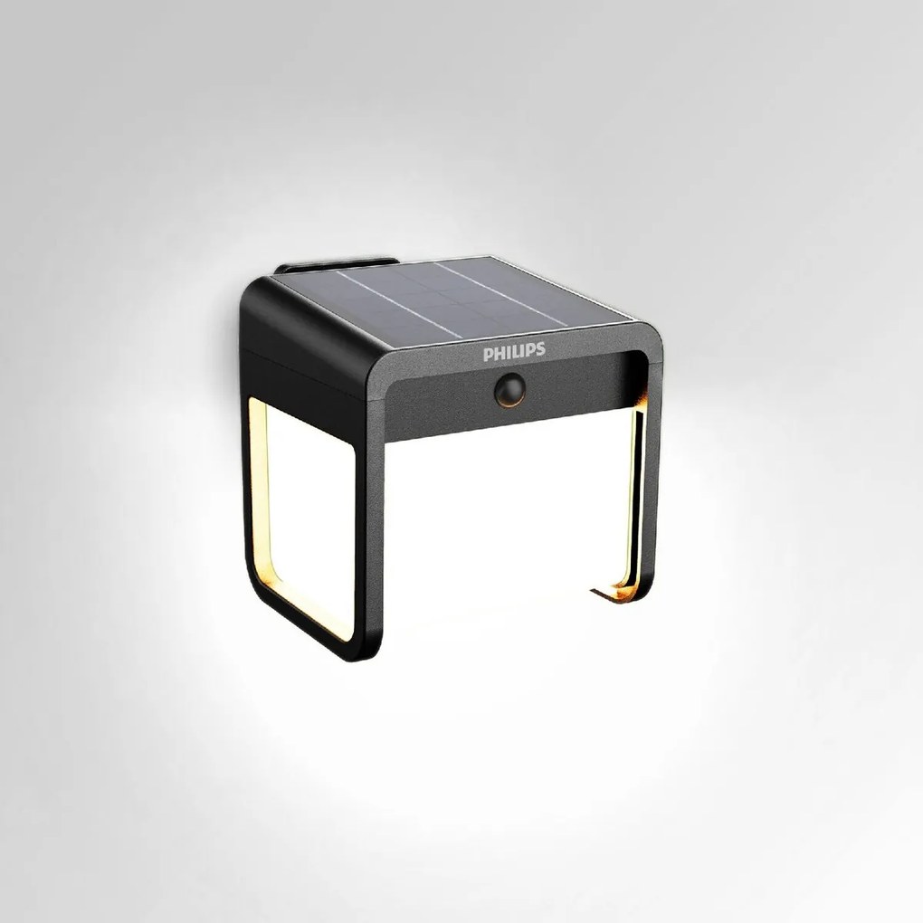 Philips Ezra UltraEfficient solarna oprawa LED,czujnik, czarna, 1,8 W, 250/25 lm, 3000 K