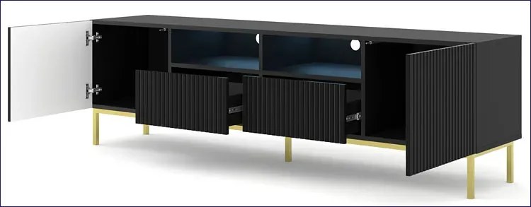 Czarna szafka pod telewizor z lamelami - Melis 11X