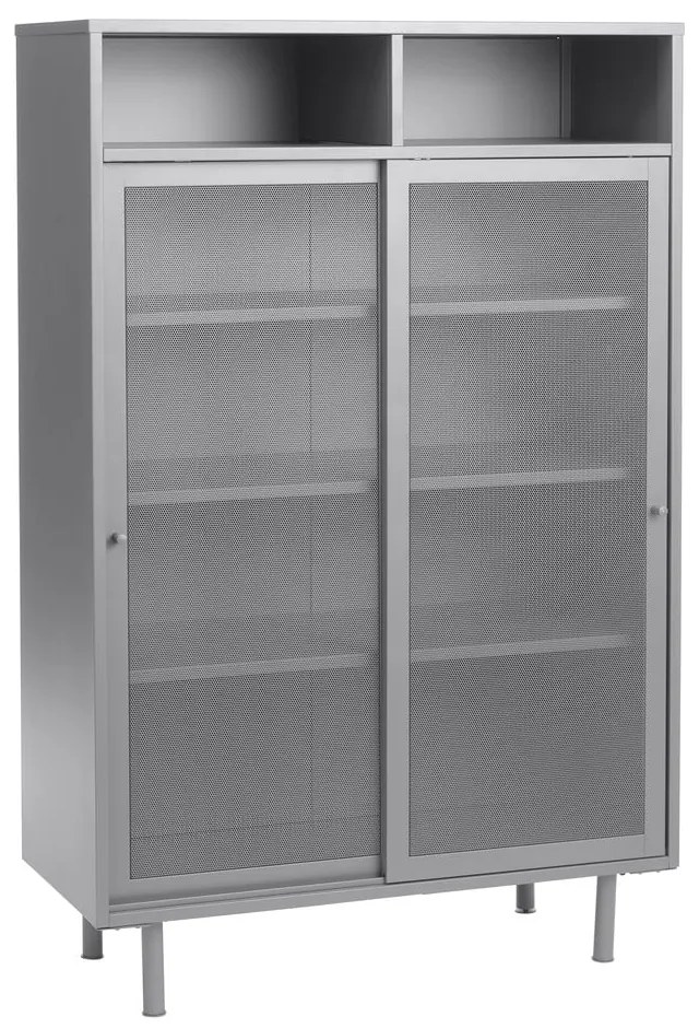 Szara metalowa szafka z drzwiami przesuwnymi 90x140x40 cm Veep – Unique Furniture