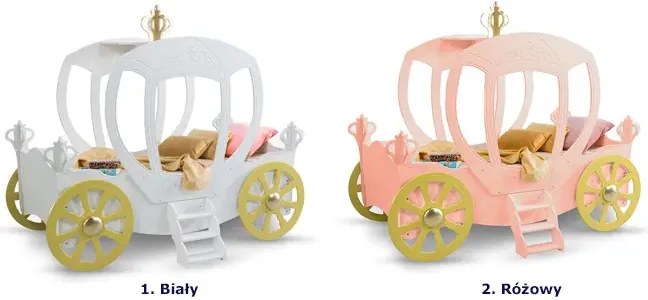 Białe łóżko dziecięce w kształcie karocy 90x180 N8-P91