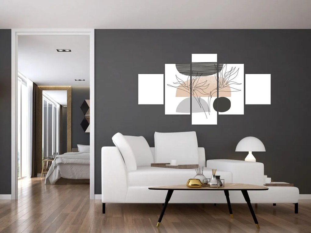 Obraz - Line art flowers N⁰2 (125x70 cm)