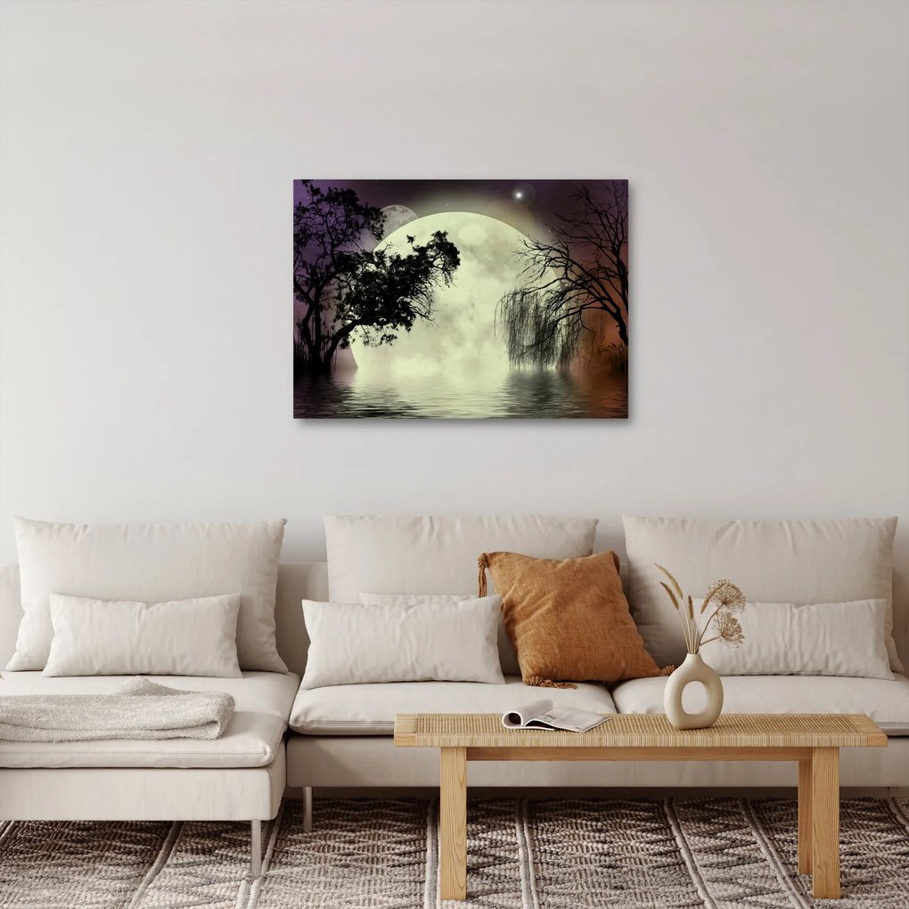 Obraz - Księżyc w pełni nad powierzchnią (70x50 cm)