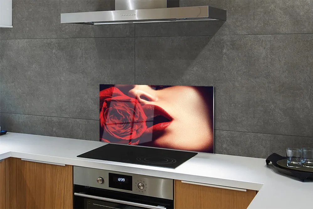 Panel nad Blat Kuchenny Kobieta z Różą w Ustach