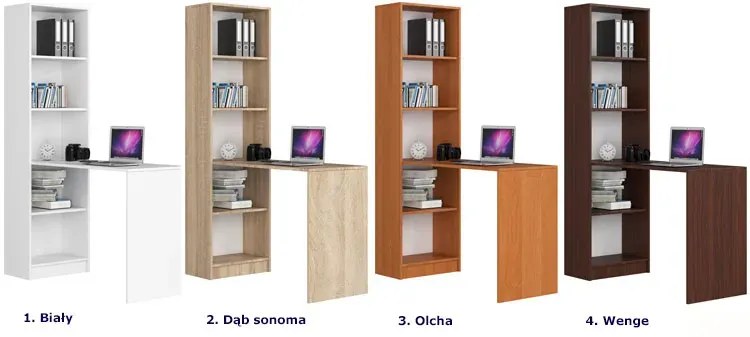 Białe biurko z regałem na książki - Begi