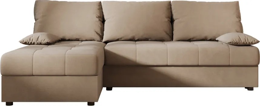 Rozkładana narożna sofa VENORIA SLIM 200x143 cm, beżowa, uniwersalna + 2 poduszki GRATIS
