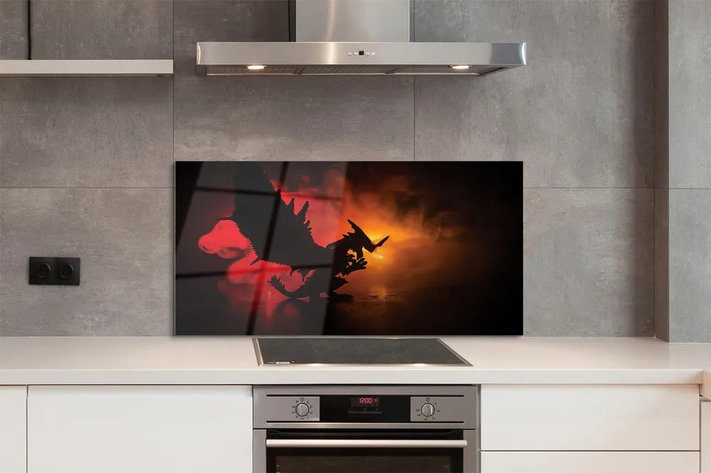 Szklany Panel Czarny Smok wśród Chmur