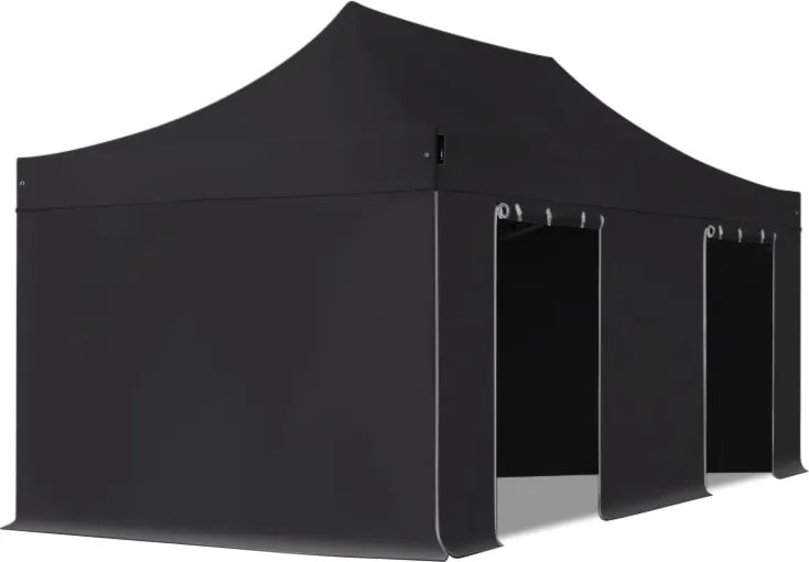 TOOLPORT 3x6 m Namiot Ekspresowy, PREMIUM Stal 40mm, ze ścianami bocznymi, bez okien, czarny - (600065)